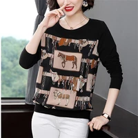 new loose t shirt womens long sleeve o neck spring autumn bottoming shirt middle aged mother top 5xl