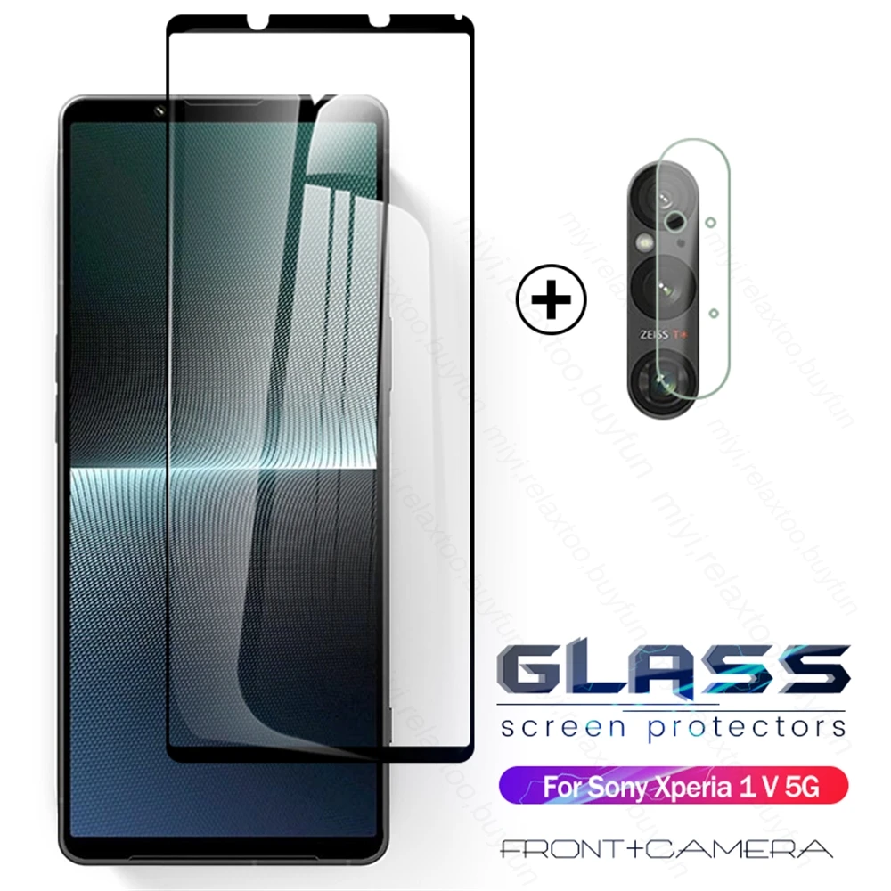 

2In1 9D Curved Edge Tempered Glass Screen Protector For Sony Xperia 1 V 1V 10V 5G With Lens Film Xperia10 V Xperia1V Xperia10V