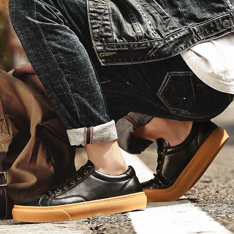 

Кроссовки SusuGrace мужские кожаные, уличная модная мягкая Повседневная весенняя обувь на шнуровке, резиновая подошва