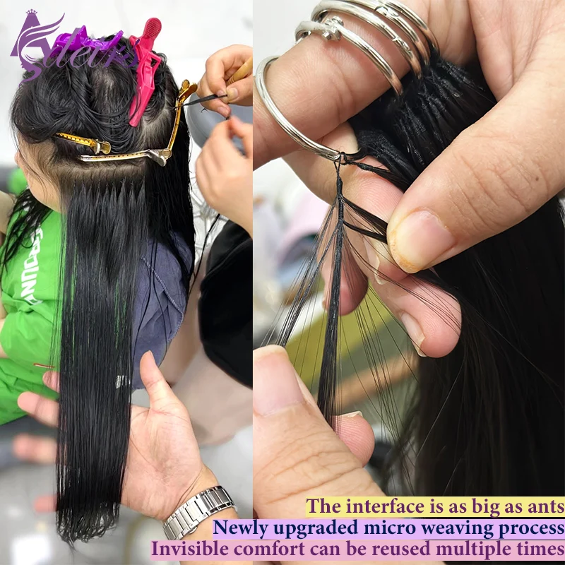 Фото Наращивание волос ADEIRS Virgin Feather, человеческие волосы, 100% настоящие натуральные волосы, удобные и невидимые, черные, коричневые, блондинки 613 №3