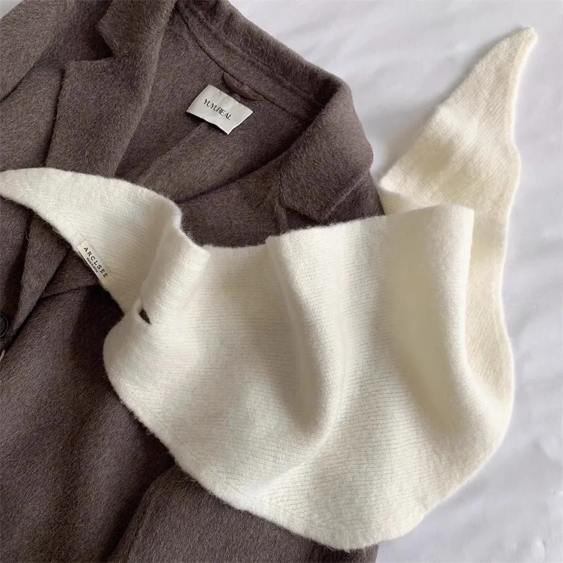 Британский оригинальный нишевый шерстяной вязаный треугольный шарф женский