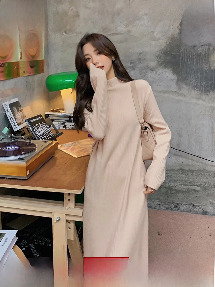 Lan Yu-Soft клейкое вязаное нижнее платье-свитер для женщин внутренняя одежда зимняя