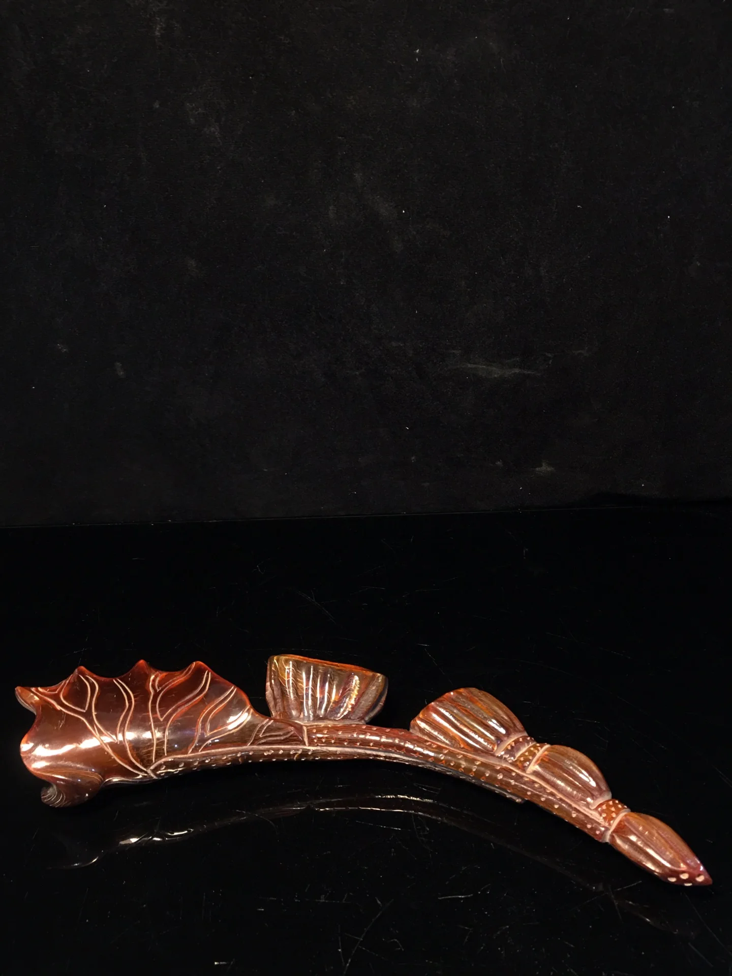 

9"Tibetan Temple Collection Old natural horn lotus root As one wishes horn Gather fortune office ornament Town house Exorcism
