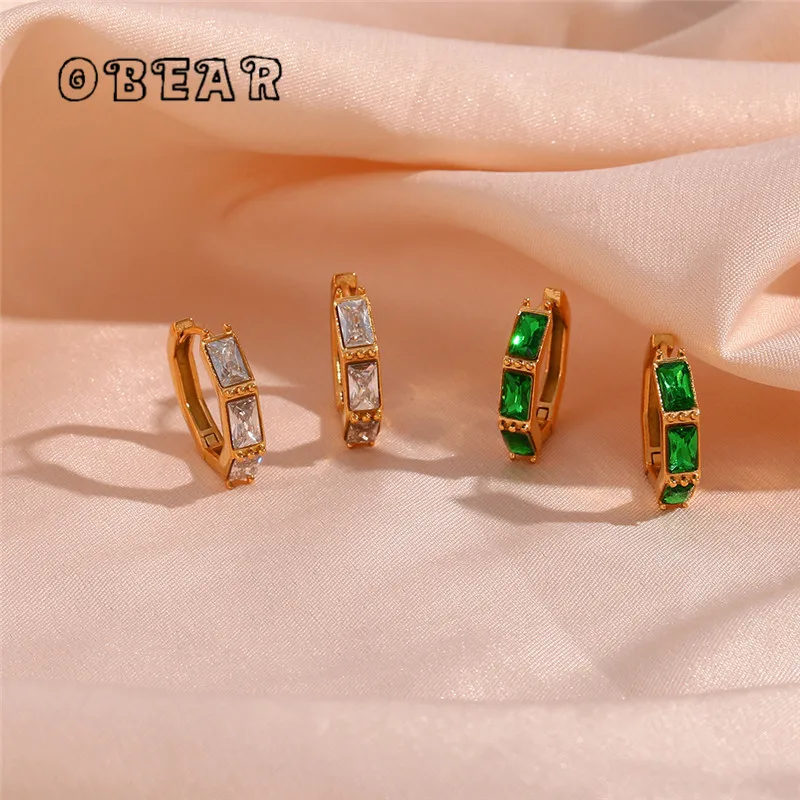 

Simple Light Luxury Bamboo Zircon Fashion Earrings for Women Girl Stainless Steel 18k Gold Plated Jewelry