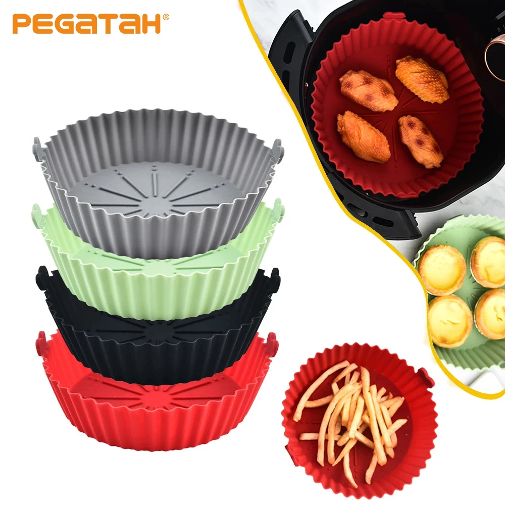 

Air Fryers Oven Baking Round Replacemen Tray Fried Chicken Basket Mat Air Fryer Silicone Pot Grill Pan Kitchen Accessories