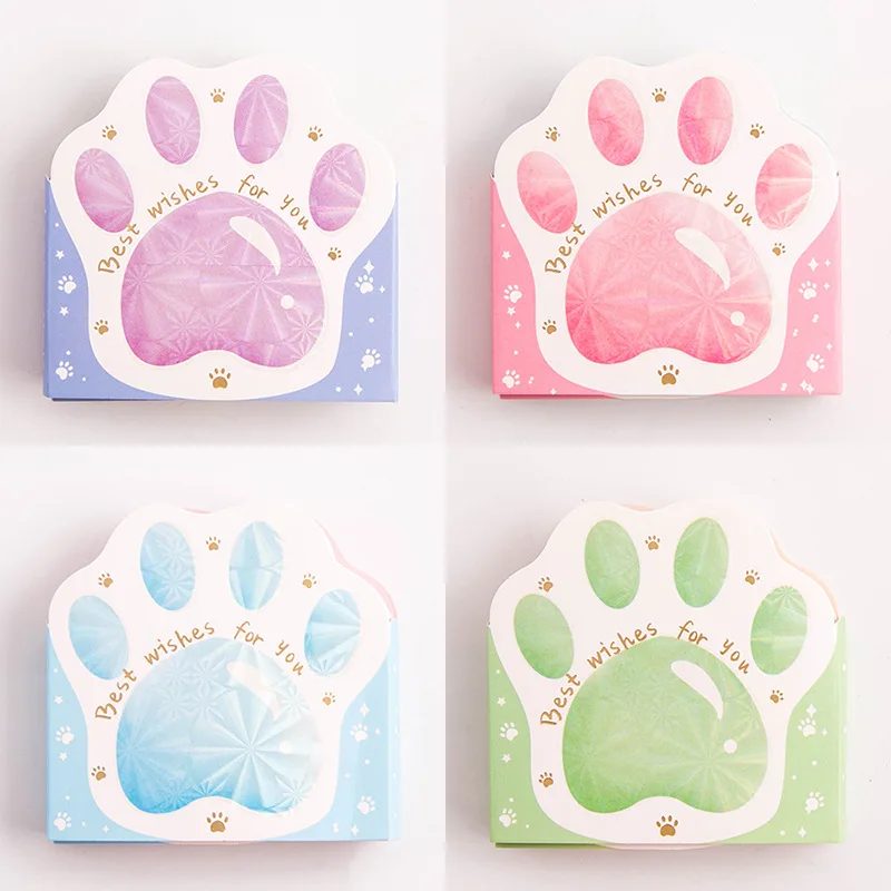 

12Packs Mixed Cute Paw Folded Design Creative N Times Stickers Set Lovely Cartoon Paper Notes Sticky Memo Pad Gift