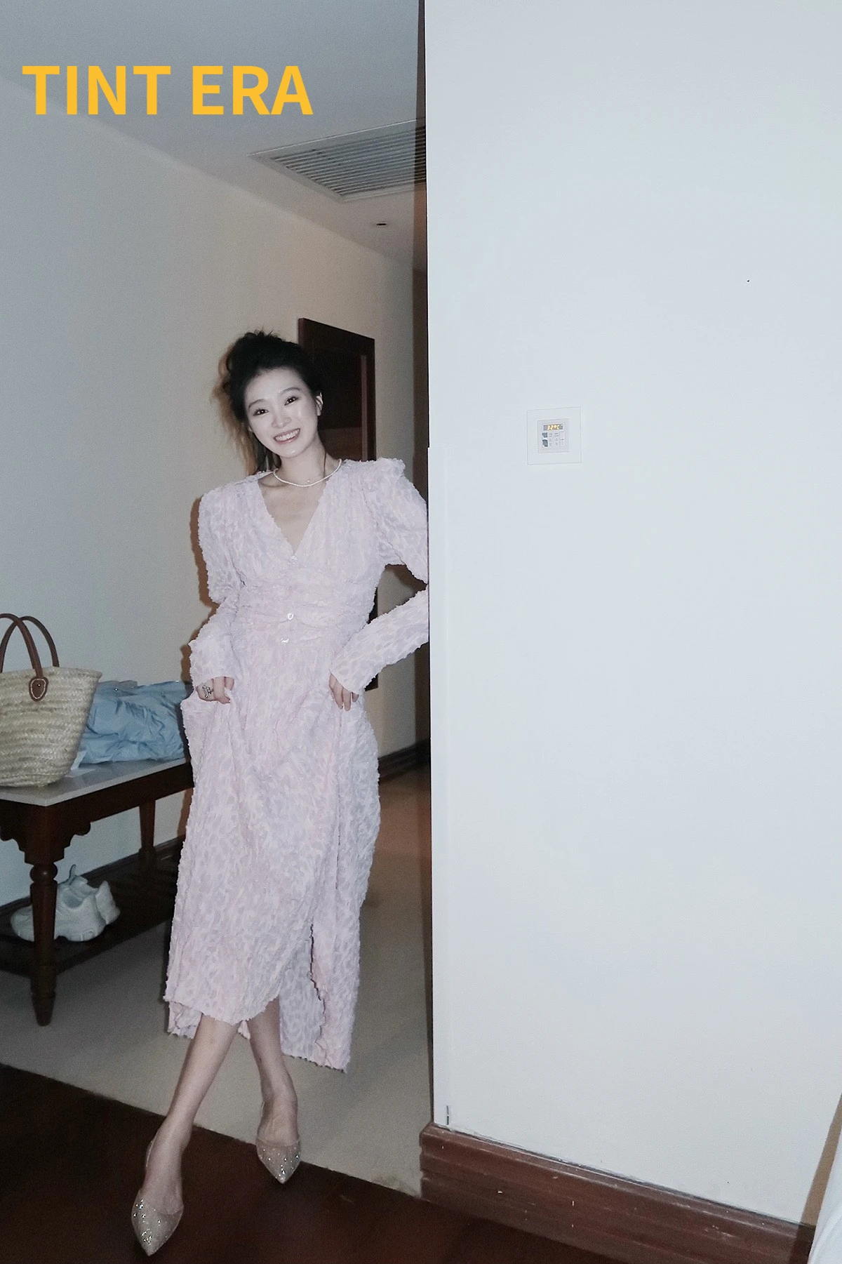

Платье с трехмерным цветочным узором ТИНТ Эра Ins, новое корейское французское крутое синее нежно-розовое длинное платье для весны и осени