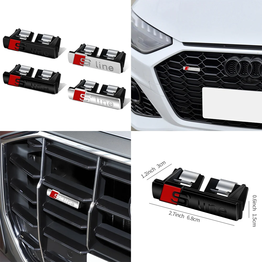 Фото Эмблема S-Line для передней решетки автомобиля, значок для AUDI A3 A4 A5 A6 A7 A8 RS Q2 Q5 Q7 Q3 RS6, аксессуары для автостайлинга и декора №1