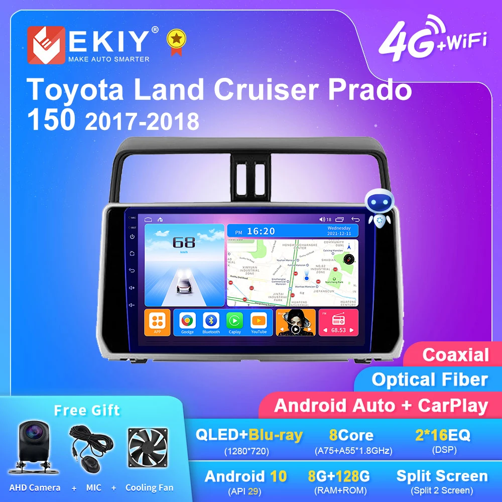

EKIY T7 QLED Android 10 For Toyota Land Cruiser Prado 150 2017-2018 Multimedia Player Carplay Auto Radio Stereo GPS No 2din DVD