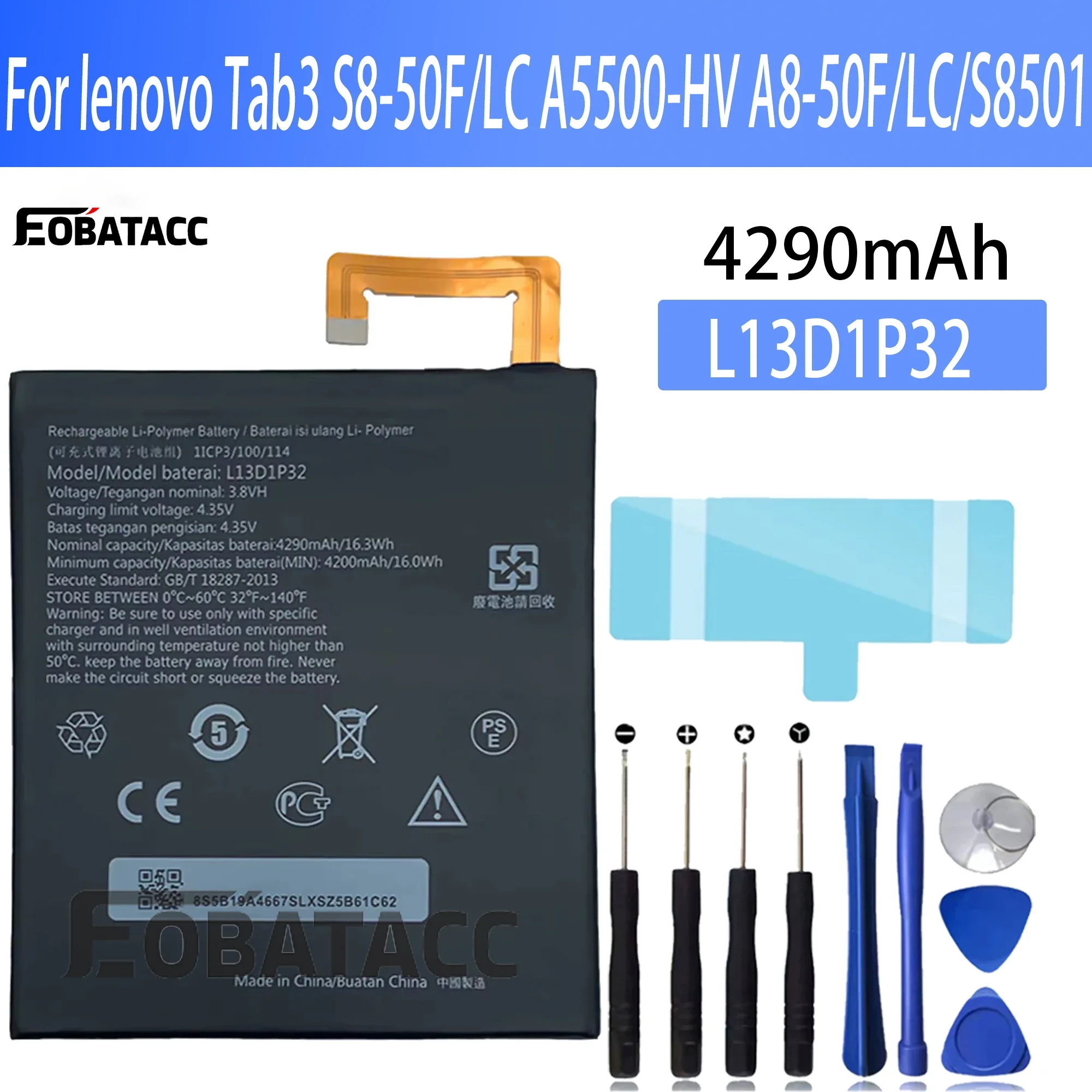 100% Новый оригинальный аккумулятор L13D1P32 для lenovo Tab3 S8-50F/LC A5500-HV/LC/S8501 + Бесплатные