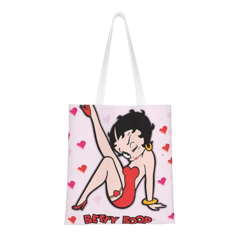 

Boop Bettys сумки для покупок, модные холщовые сумки-шопперы с принтом, сумки-тоуты через плечо, Портативная сумка большой емкости