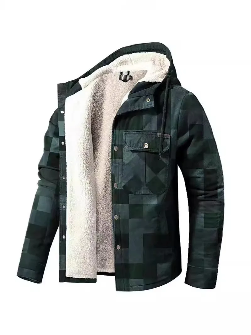 Мужская зимняя теплая куртка-карго с флисовой подкладкой плотное теплое