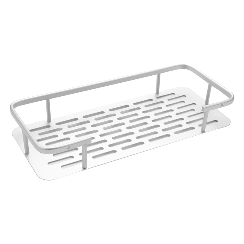 

HOT Shelf Shower Shelf Adhesive Aluminum Shower Caddy For Shampoo Holder Kitchen Rack Storage Organizer No Drilling Rectangle Wa