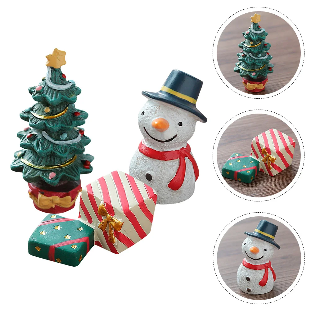 

Christmas Miniature Figurinestree Mini Ornaments Snowman Landscape Decorations Ornament Decor Micro Figures Miniatures Tiny
