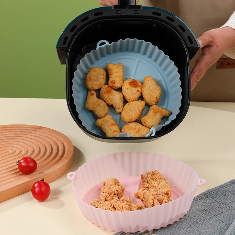 

Silicone Air Fryers Oven Baking Tray Fried Pizza Chicken Mat AirFryer Silicone Pot Round Reusable Cake Pan Air Fryer Accessories