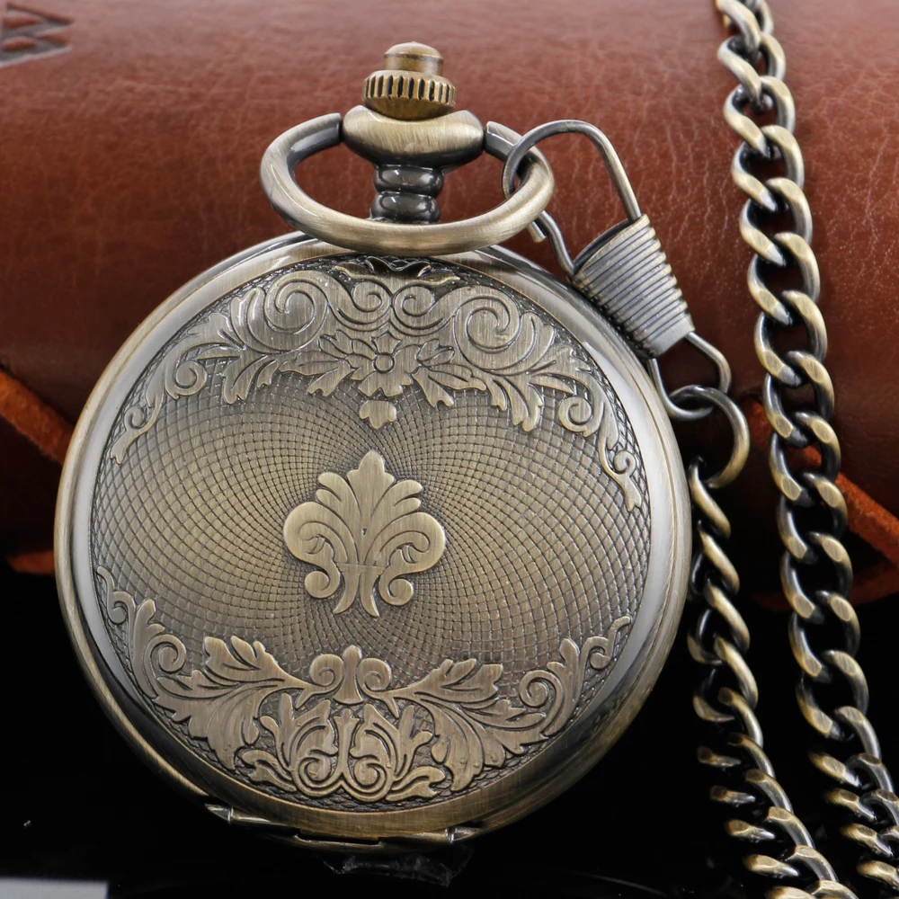 Luxury Exquisite Dragon Sculpture Mechanical Pocket Watch Retro Hollowed-Out Case Analog Skeleton Men's Mechanical Pocket Watch