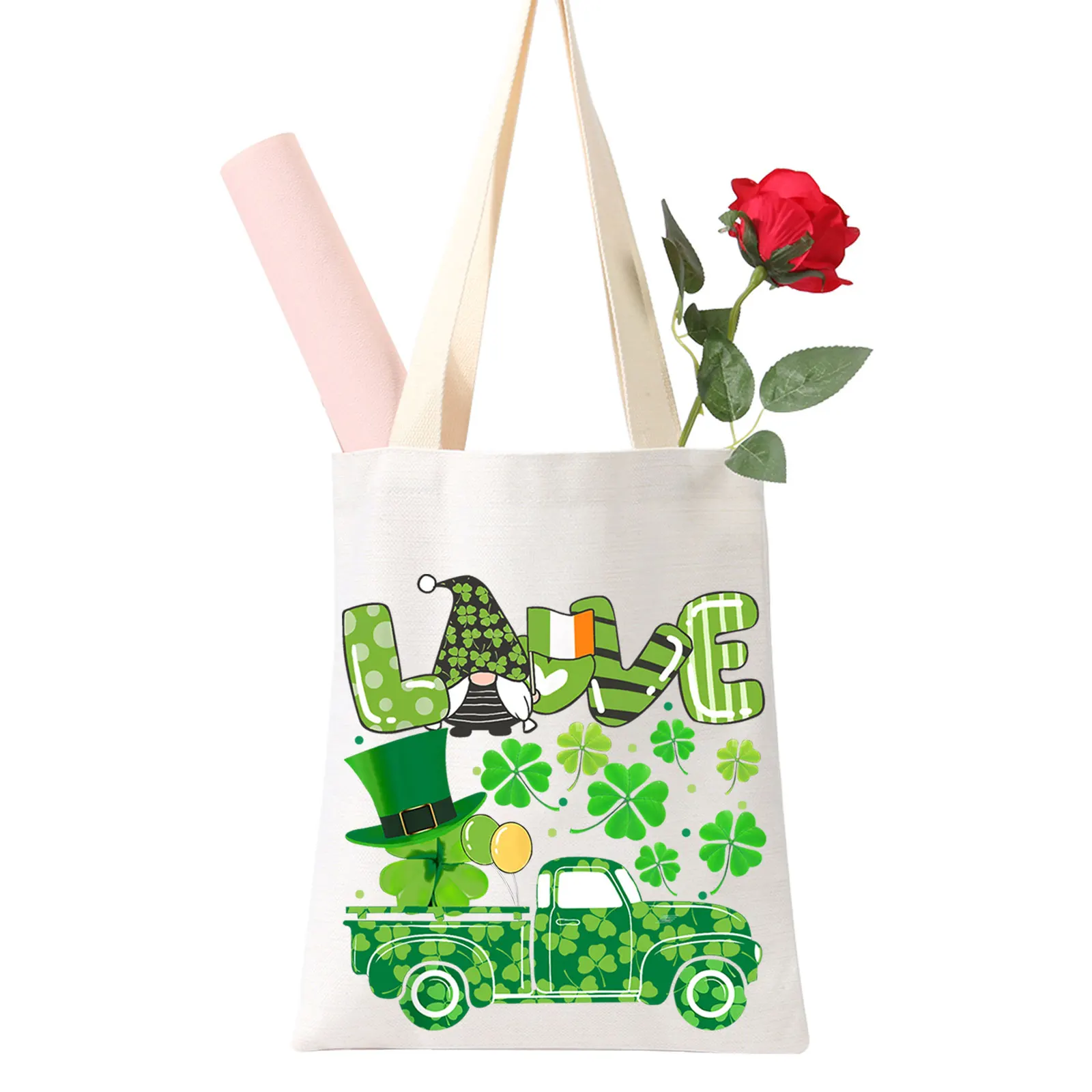 

Ladies Casual Tote Bag Leaves Pattern Printed Design Travel Large Capacity Canvas Female Exquisite Shopping Bag