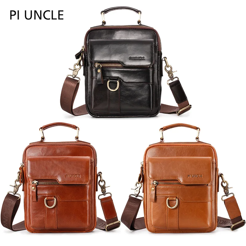 Fashion luxury designer men's leather one-shoulder crossbody bag casual retro versatile handbag