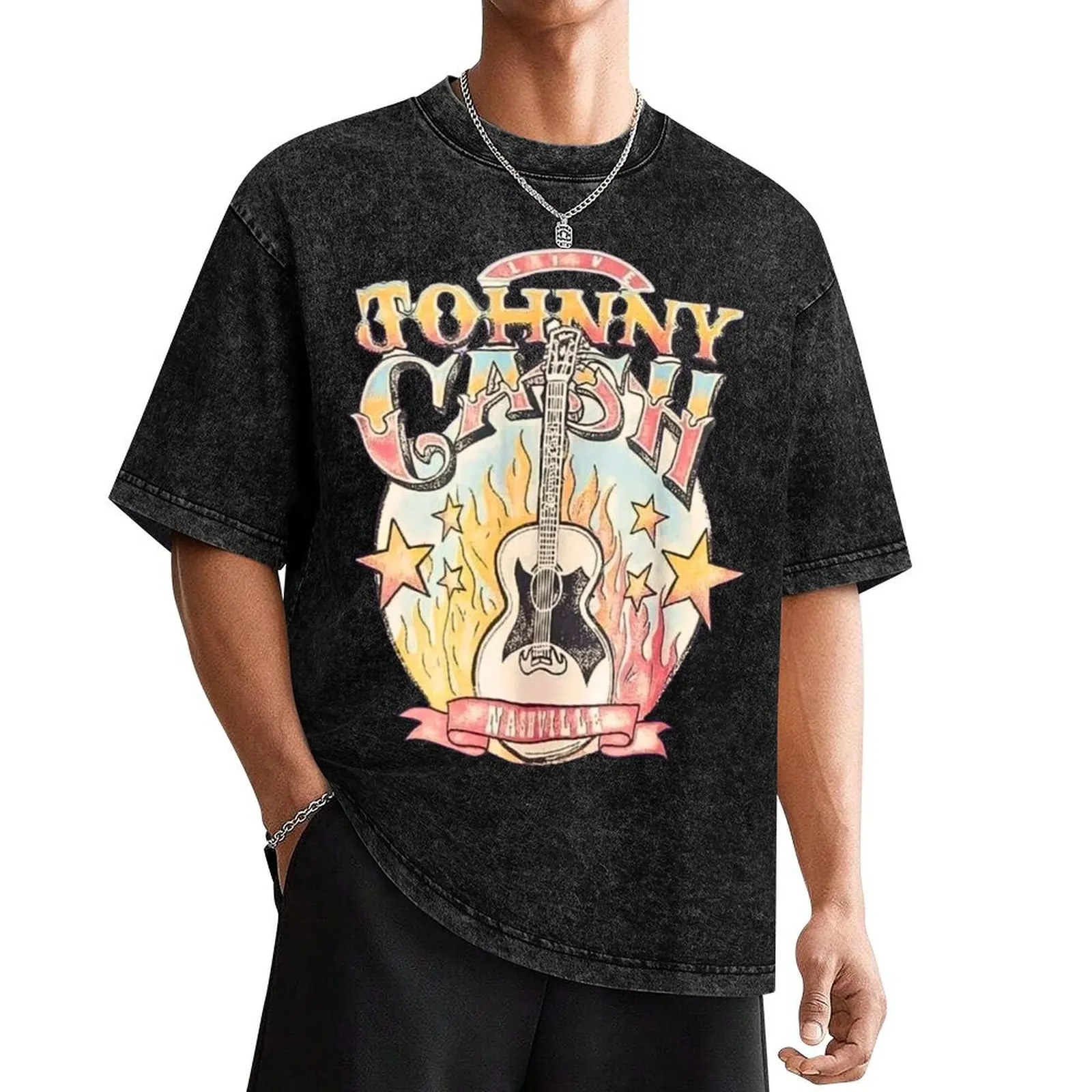 Футболка Johnny Cash with Burning Guitar незаменимая футболка новые подарки и футболки