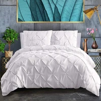 100 egyptian cotton pinch pleated textured 3 piece duvet cover with zipper closure corner ties bedding set with pillowcase
