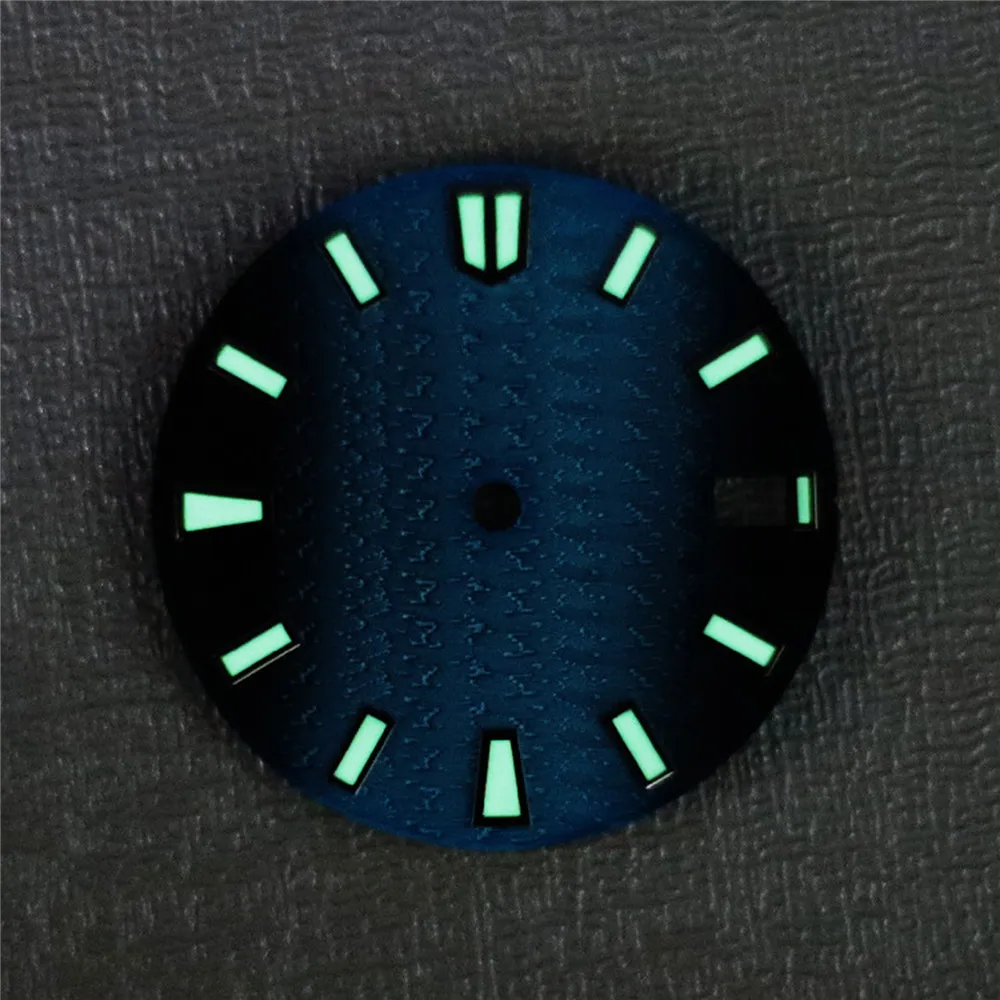 NH35 NH36 Dial, Gradient Blue Watch Faces 28.5MM Green Luminous Watch Modified Dial for NH35/NH36/4R/6R Movement
