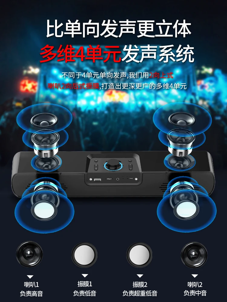 

Computer audio home desktop mini bluetooth speaker wired long strip all-in-one gaming game