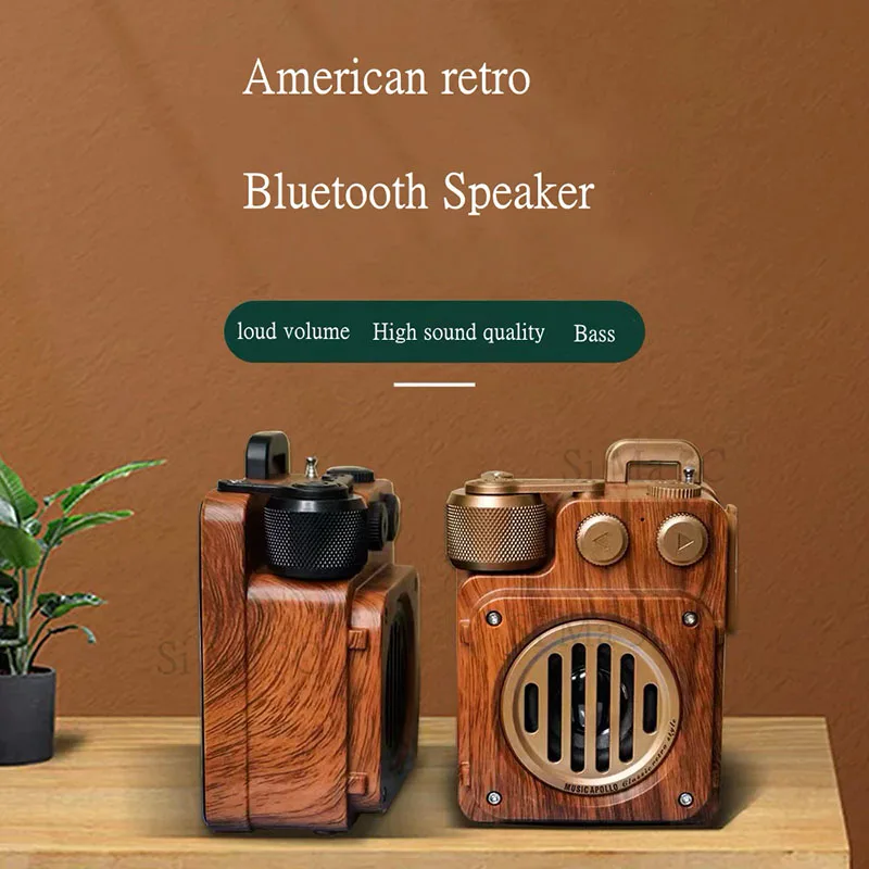 

1PC Retro Bluetooth Speaker FM Radio Mini Portable Outdoor Wireless Subwoofer Speakers for Xiaomi IPhone Huawei Smart Phone
