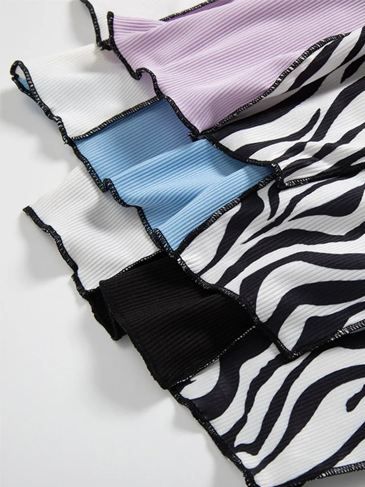 Женский укороченный жилет в полоску с графическим принтом и рюшами летняя майка