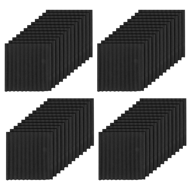 

48 Pcs Black Acoustic Panels Soundproofing Foam Acoustic Tiles Studio Foam Sound Wedges 2.5 X 30 X 30Cm