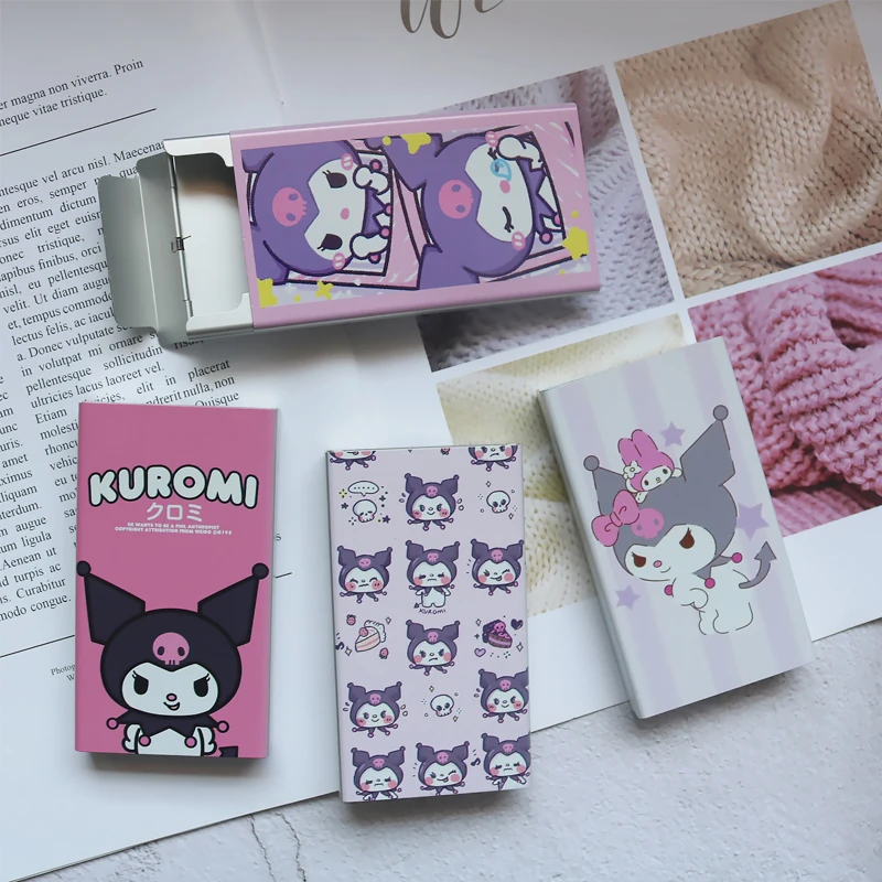 

Kawaii Sanriod Kuromi Cigaret Case Slim Aluminium Alloy Slider Cigarette Box anime Toys Smoking Accessories Mens woman Gift