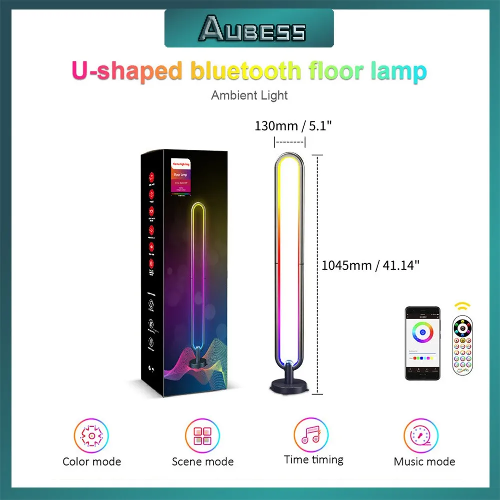 

RGB LED U-shade Floor lamp Bedroom Bedside Decoration Floor Light APP Control with Controller Living Room Art Decor Indoor hting