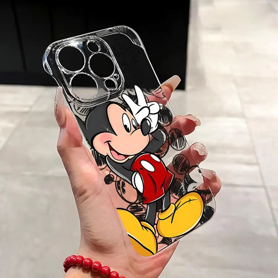 Прозрачный жесткий чехол для телефона Disney с Микки и Минни Маус iPhone 16 Pro 13 Max 14 15 11 12