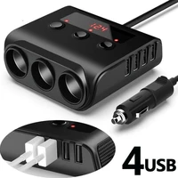auto usb charger 3 way car cigarette lighter adapter 12v 24v socket splitter plug led 4 usb charger adapter for phone mp3 dvr