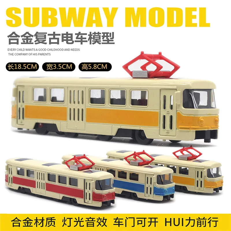 1:90 модель трамма в стиле ретро из сплава освещение музыка автобус автомобиля