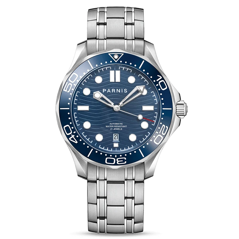 

New Arrival Parnis 42mm Blue Rotating Bezel Automatic Mechanical Men's Watch Miyota 8215 Movement Wristwatch