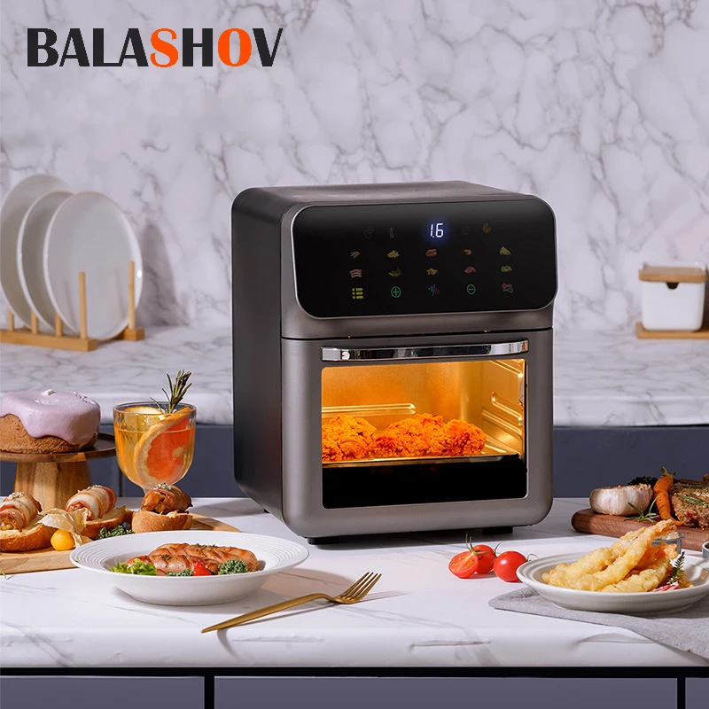 Large Capacity Convection Oven Deep Fryer Without Oil Kitchen 360°baking Viewable Window Home Appliance