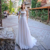 weilinsha simple tulle wedding dress sleeveless a line floor length princess bridal customizable high quality marry gowns