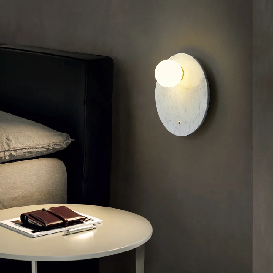 

Postmodern Marble Wall Lamp Indoor LED Creative White Green Sconce Decor Bedside Wall Light For Living Dining Room Stair Light