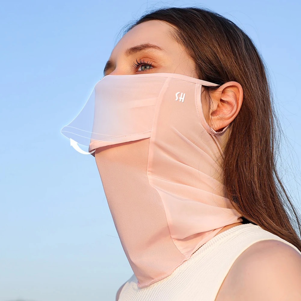

Ice Silk Full Face Sun Protection Mask Soft Running Sports Mask Adjustable Anti Ultraviolet Thin for Summer Outdoor Activities
