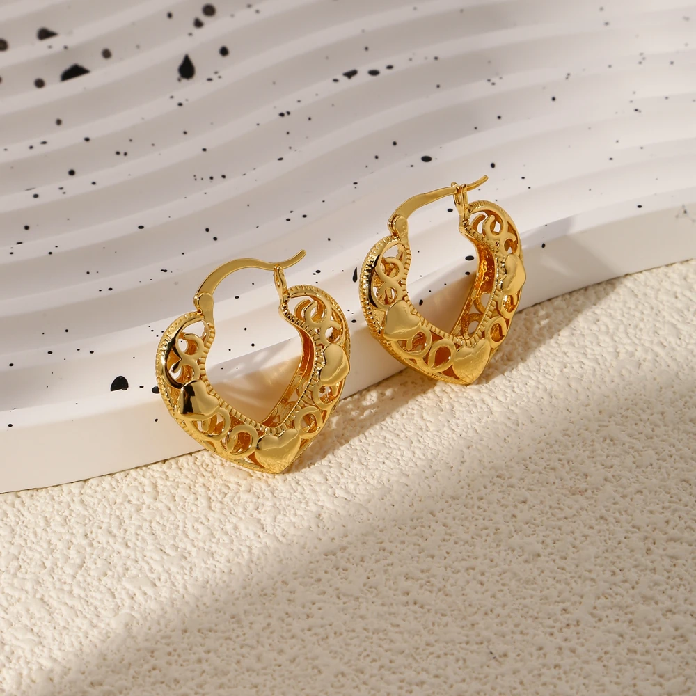 HONGTONG 18-каратное позолоченное минималистское дизайнерское полое серьги в форме