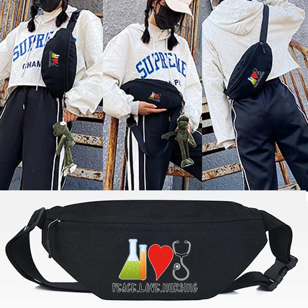 

Waist Bag New Fashion Shoulder Unisex Sport Chest Bag Container Print Casual Handbag Portable Pouch Wallet Zip Travel Hiking Bag