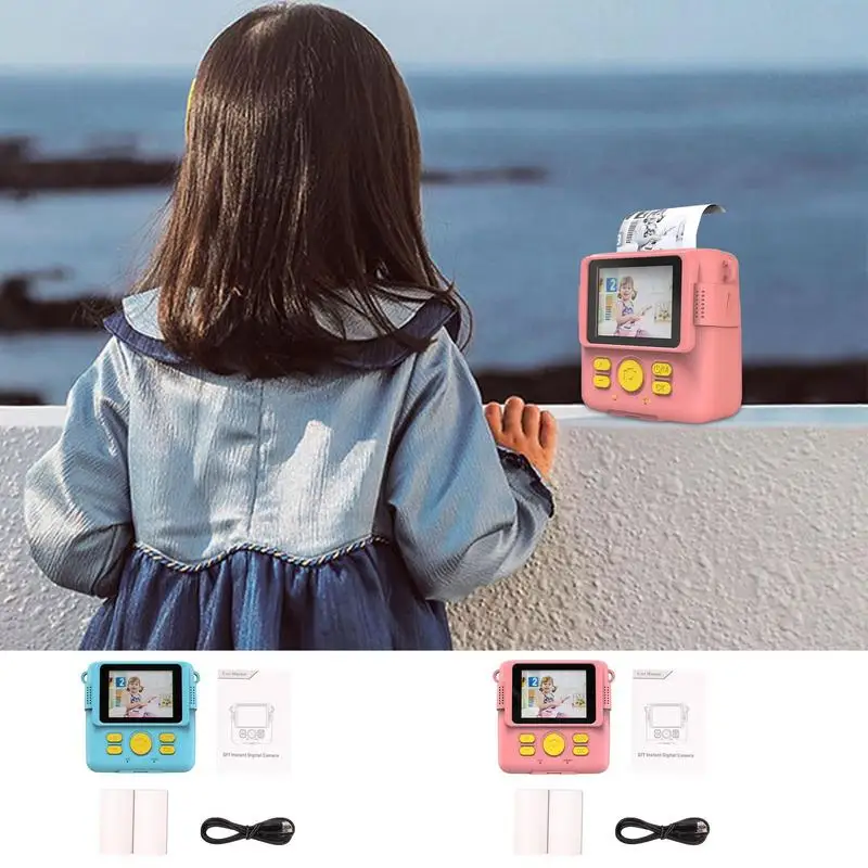 

Mini Instant Camera Print Camera Retro Film For Kids Camera Instantly Big Screen Digital Zoom Straps For Teens Adults Christmas