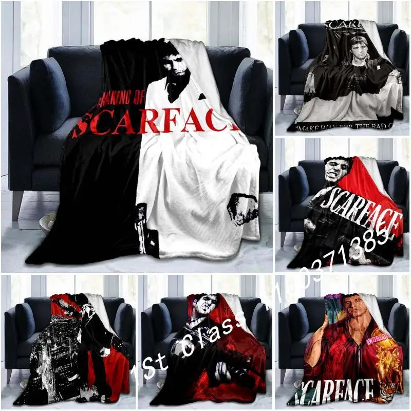 

SCARFACE MOVIE for Hiking Picnic Thick Quilt Fashionable Bedspread Throw Blanket Great gift Flannel blanket