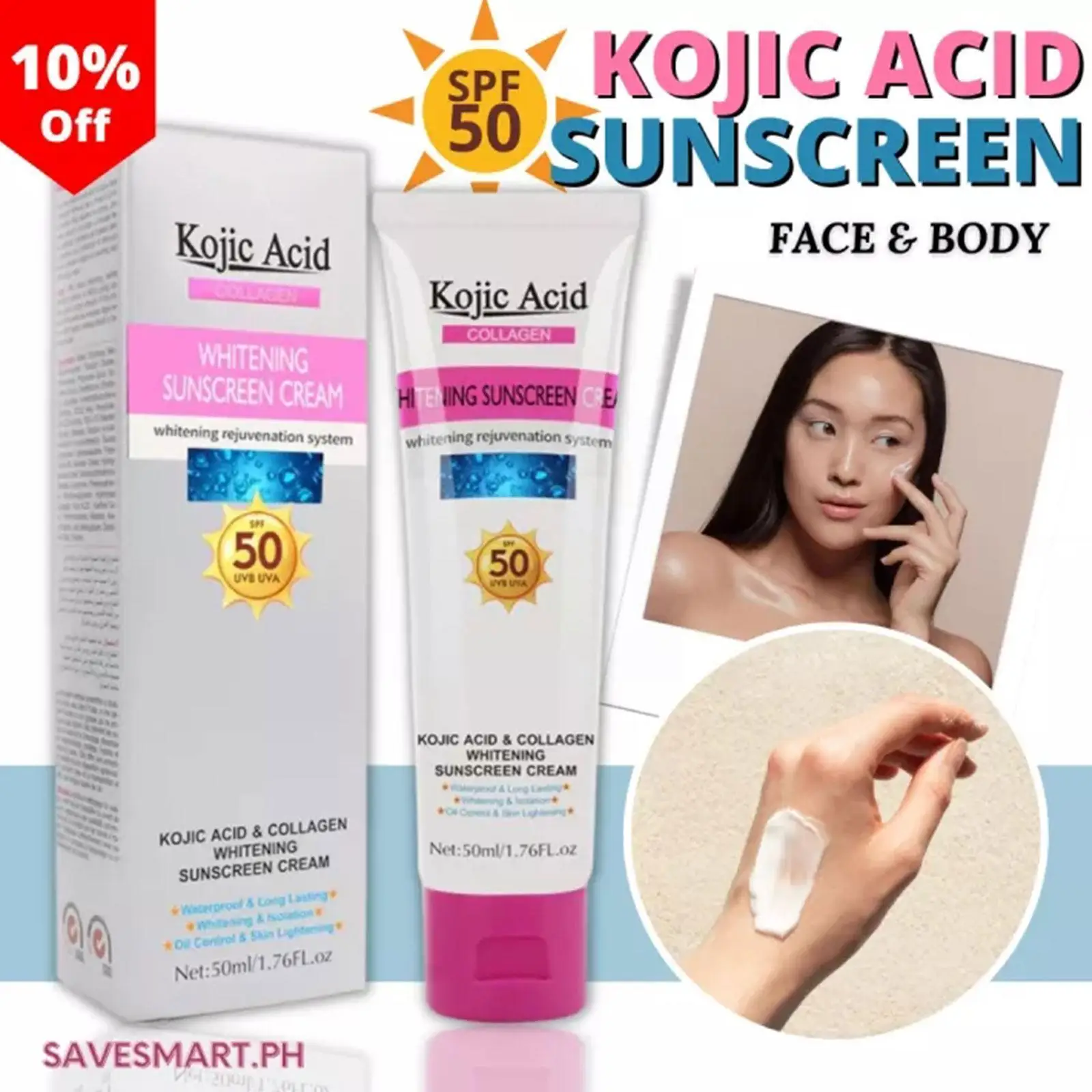 

Kojic Acid Collagen Sunscreen Cream Whitening Concealer Skin Spf50 Uv Waterproof Long Care Lasting Moisturizing Isolation U0d1