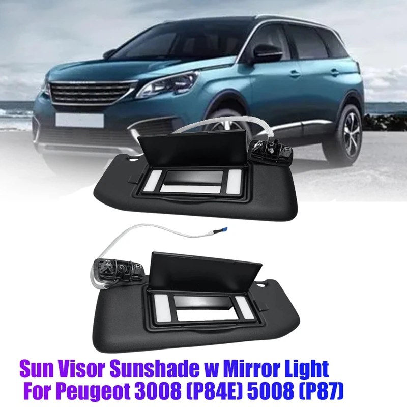 

Car Sun Visor Panel With Makeup Mirror Light 98160196ZD 98284442ZD For Peugeot 3008 P84E 5008 P87 Sunshade