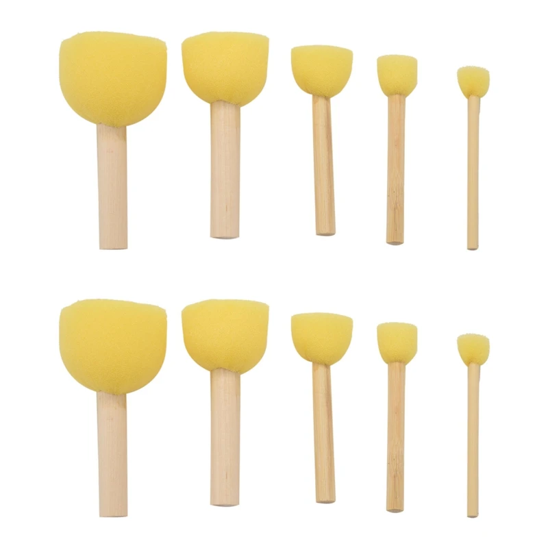 

Pack Of 60 Round Foam Sponge Paint Brush Set - Stencil Brush Value Pack - 5 Different Sizes - Great For Kids Arts