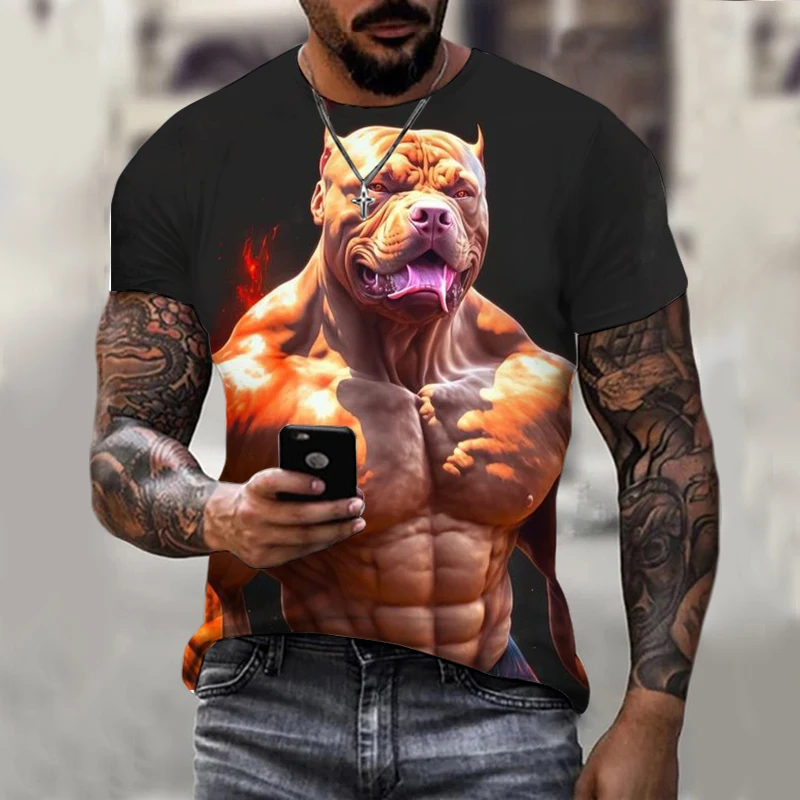 

Men's 3D Dog Print T-shirt, Fashionable Casual Shirt, Round Neck, Oversized Clothing, Summert Shirt for Menfunny T Shirts
