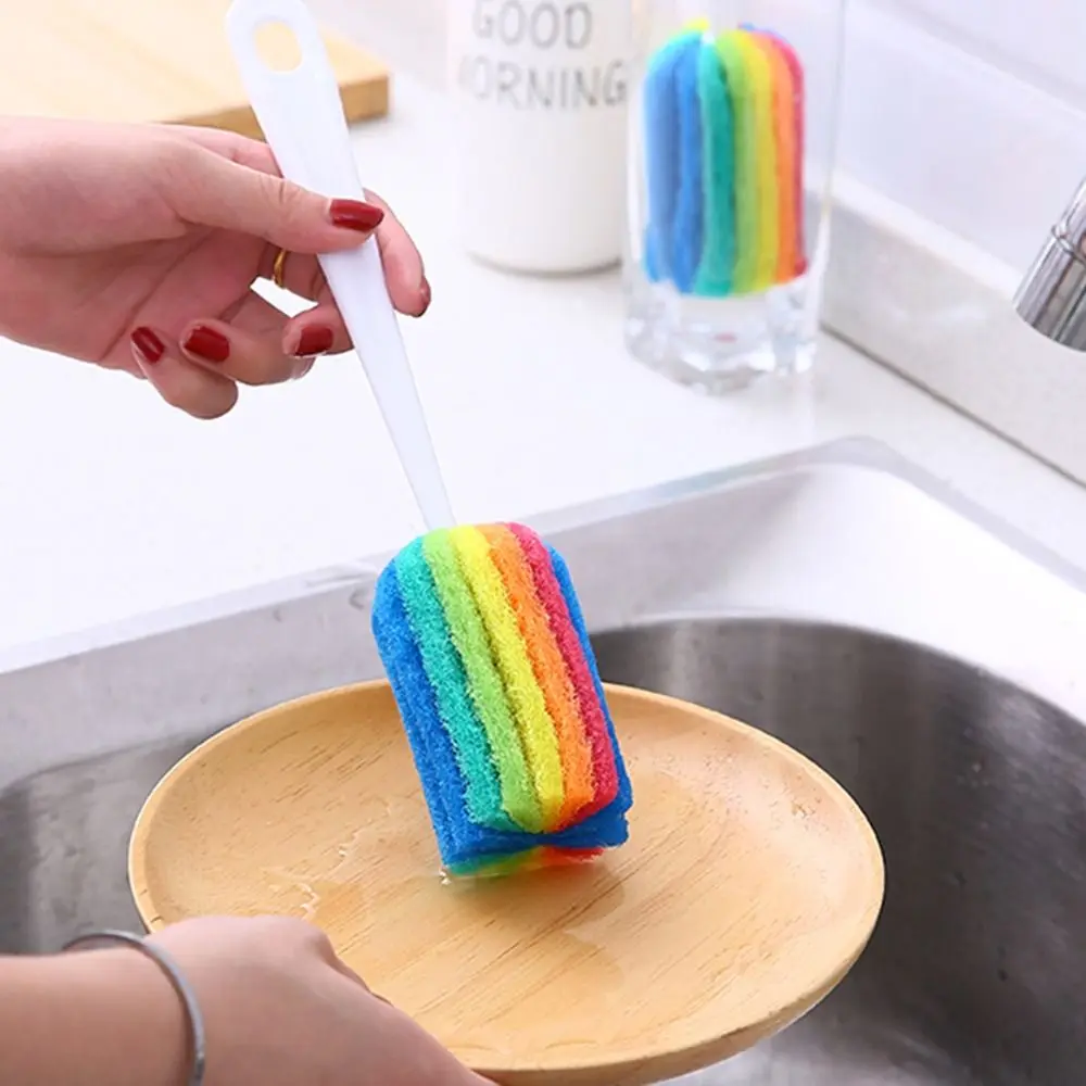 Bottle Brush Cup Colorful Sponge Plastic Long Handle Cup washing Brush Nipple Cleaner Baby Bottle Brush Cleaning Brush