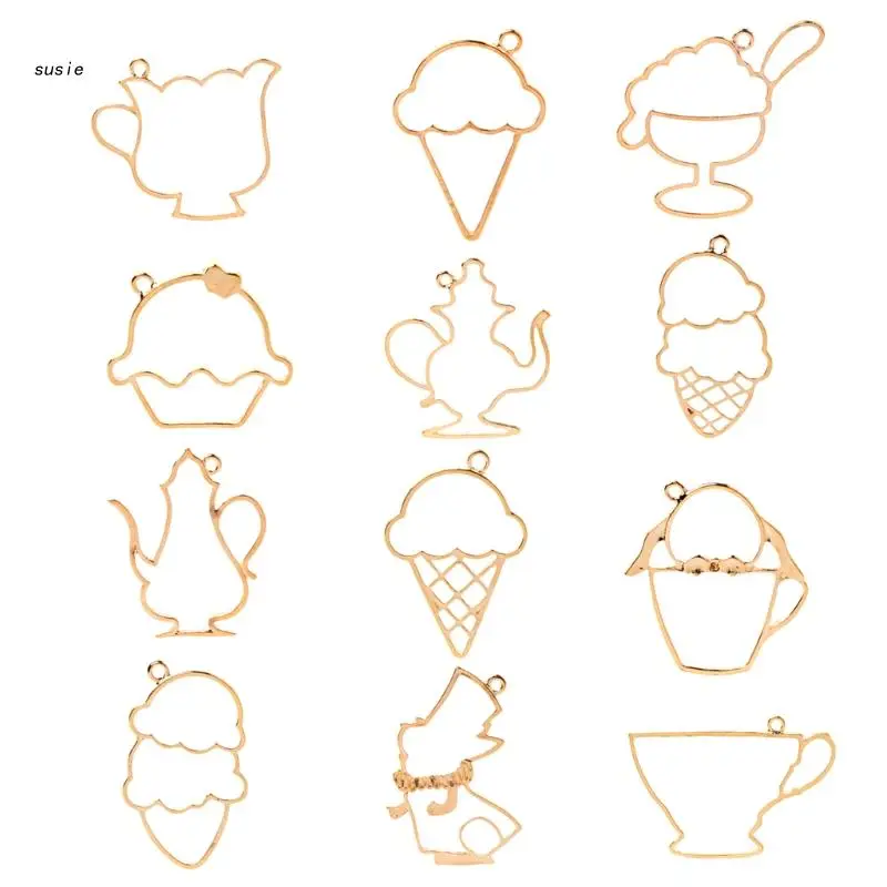 

X7YA 12 стильных золотых для чая, животных, фотоэлементов, пустые формы для мороженого из смолы