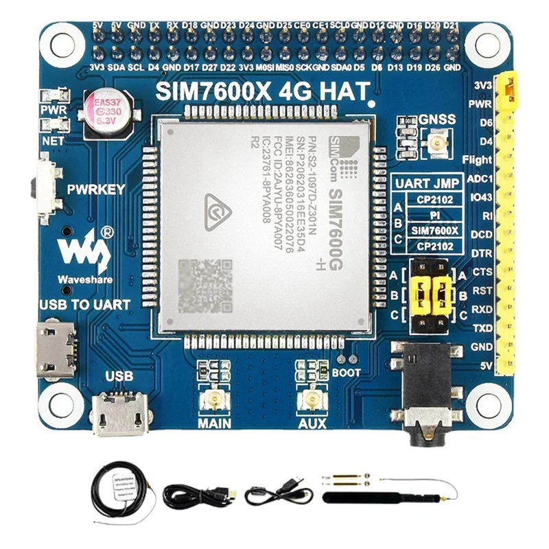 

Плата расширения связи Waveshare 4G/3G/2G для Raspberry Pi 4B 3B + Jetson Nnao SIM7600X